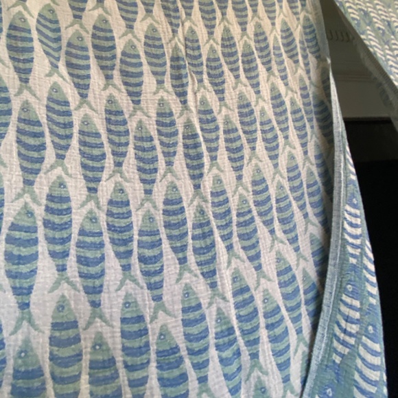 School of Fish Towel Soft Muslin Layered Weave Organic Cotton XL Sea Green Blue - Picture 5 of 12